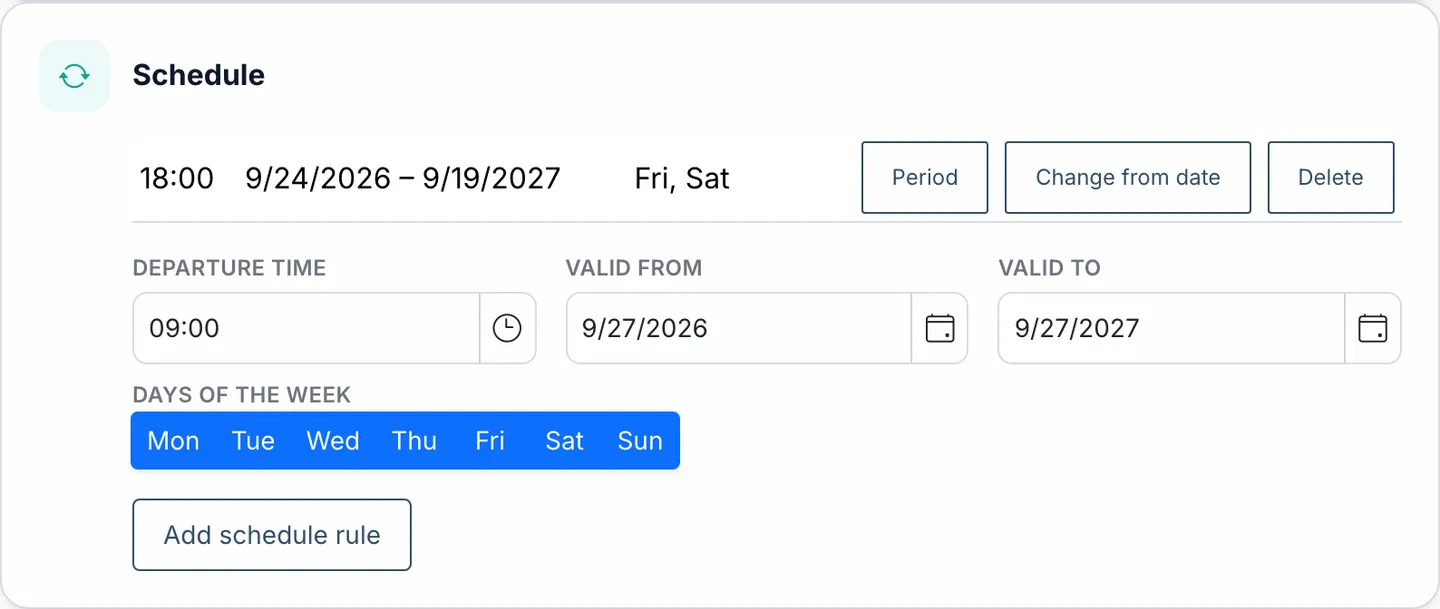 Recurring Tour Schedule