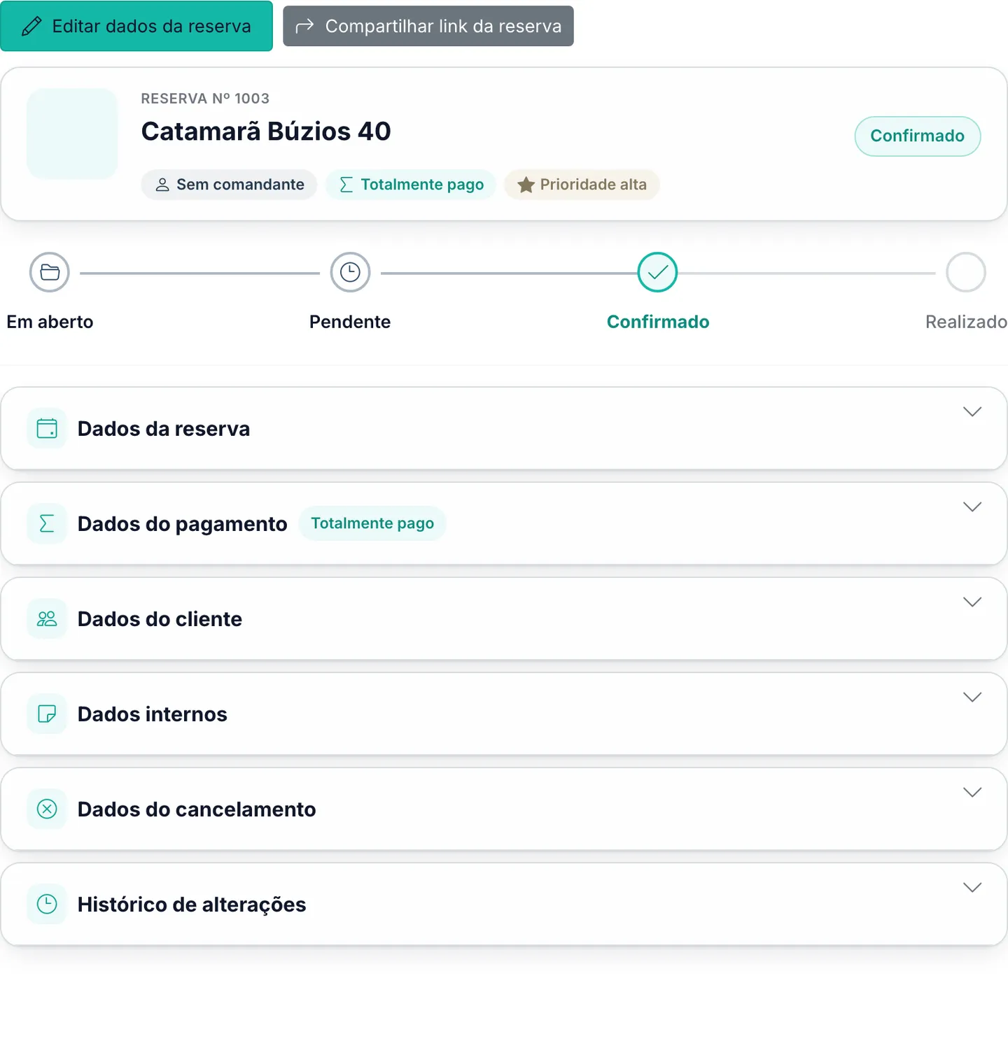 Gerencie cada reserva