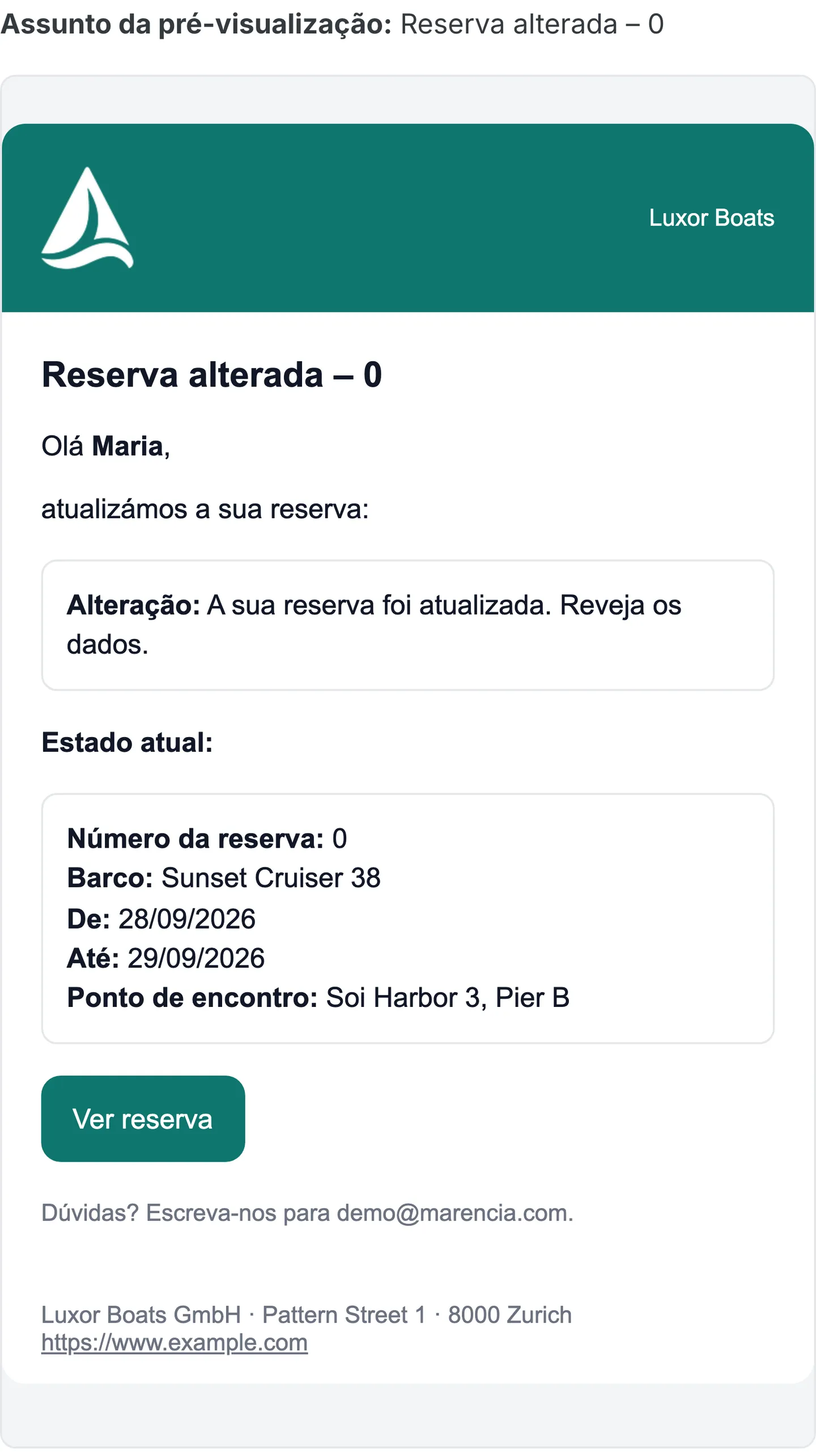 Pré-visualização de Confirmação por E-mail