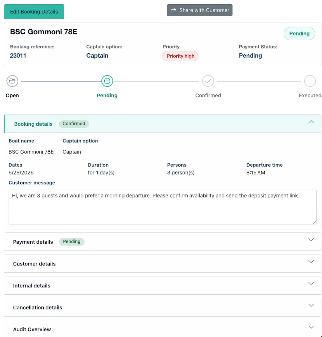 Booking Detail Page
