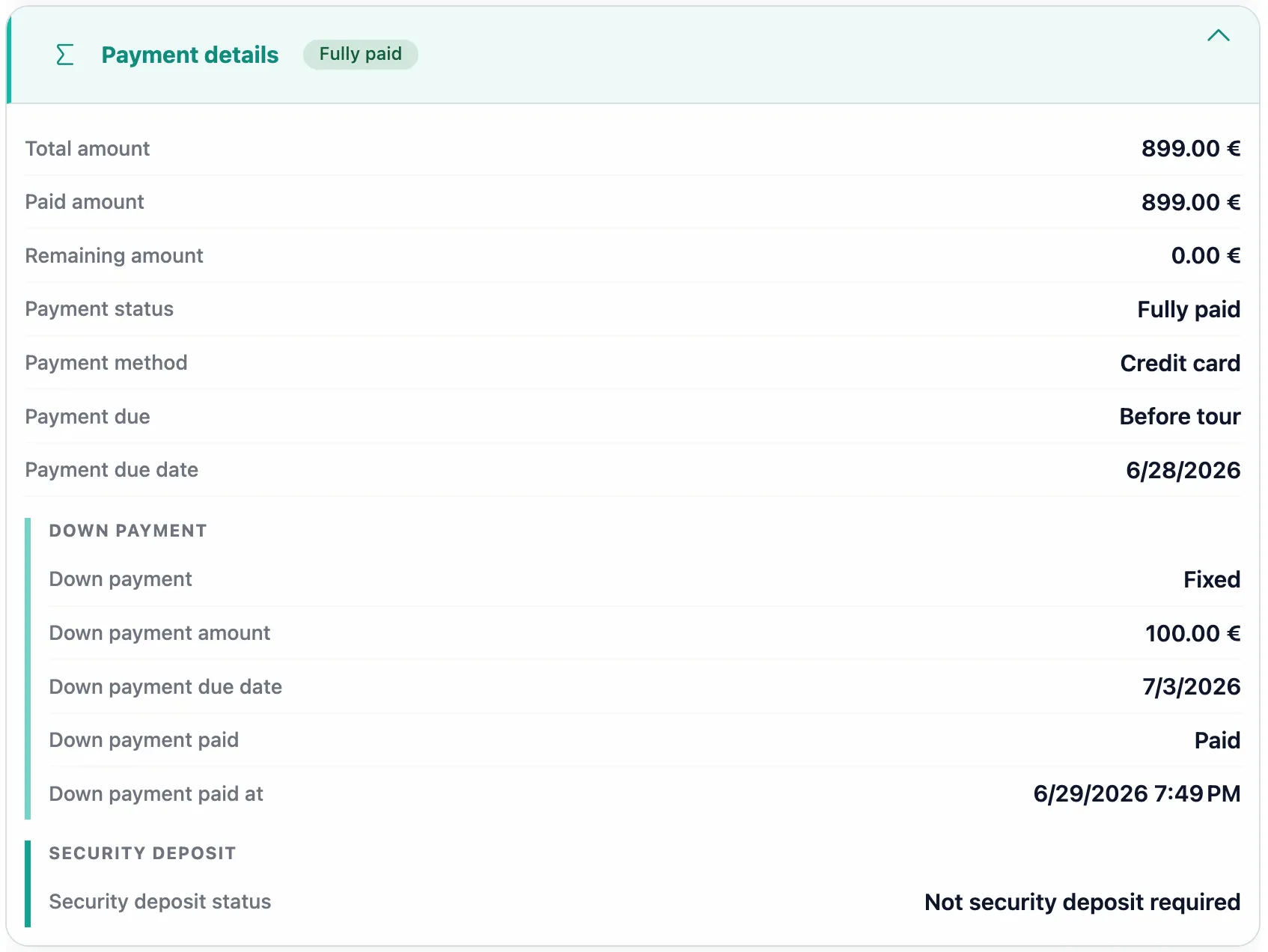 Payment details
